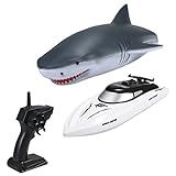 Qudai Barco RC Barco De Controle Remoto 2 4 GHz RC Barco Tubarão Presente De Brinquedo Com Casca De Tubarão Removível Para Crianças Adultos Meninos