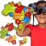 Quebra Cabeça Brasil Mapa Regiões Pequeno Brinquedo Educativo MDF
