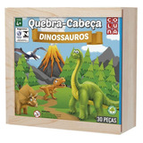 Quebra Cabeça Dinossauros Caixa Em Madeira