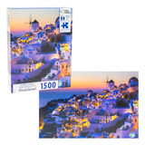 Quebra Cabeça Grécia Sunset 1500 Pçs Pôr Sol Paisagem Puzzle