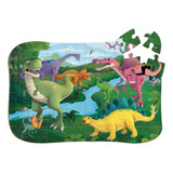 Quebra Cabeça Madeira 48 Peças Gigante Dinossauros 47x32 Cm