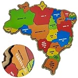 Quebra Cabeça Madeira Mapa Do Brasil