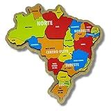 Quebra Cabeça Mapa Do Brasil Regiões Em Madeira Infantil