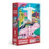 Quebra Cabeça Postais Do Brasil Monumentos 500 Peças Nano
