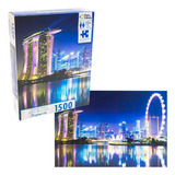 Quebra Cabeça Singapura 1500 Pçs Luzes Noite Paisagem Puzzle