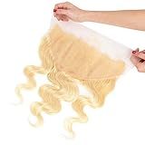 Queen Hair Produtos 33 X 15 Cm Lace Frontal 613 Cabelo Humano Virgem Brasileiro Loiro Ondulado Frontal Entrelaçado Suíço Frontal De Orelha A Orelha Fechamento Frontal 40 Cm