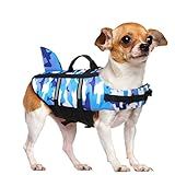 Queenmore Colete Salva Vidas Para Cães Colete De Segurança Para Animais De Estimação Alta Flutuabilidade Cor Camuflada Tubarão Fofo Com Alça De Resgate Forte E Anel De Guia Para Passeios De Barco 