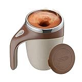 Queenser Caneca De Agitação Automática De 380 ML Com Tampa Copo De Café De Agitação Magnética Automática De Aço Inoxidável Elétrico Copo De Café De Mistura Automática Para Café Leite Cacau Chocolate Q