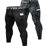 Queerier Calça Masculina De Compressão Para Corrida Bolsos Esportiva Elastano Para Treino Ciclismo Atlética Térmica 2 Peças Preto Preto M