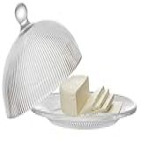 Queijeira De Vidro Graffiato Com Tampa Porta Queijo Frios