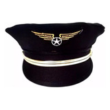 Quepe Piloto De Avião Adulto Aviador Capitão Chapéu Festa