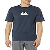 Quiksilver Camisa Masculina De Surfe Com Proteção Solar FPS 50 De Manga Curta Com Listras Sólidas Blazer Azul Marinho XX Large