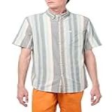 Quiksilver Camisa Masculina Oxford Strip Clássica De Tecido Com Botões Black Oxford Stripe Ss 241 P