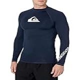 Quiksilver Camisa Masculina Padrão De Manga Comprida Rashguard FPS 50 Com Proteção Solar Para Surfe Blazer Azul Marinho M