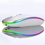 Qullqian Mouse Bluetooth LED Mouse Bluetooth Para MacBook Pro MacBook Air Mouse Sem Fio Recarregável Para MacBook Laptop Mac Mouse De Computador Prata 