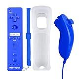 QUMOX Controle Remoto Wii Nunchuck Com Motion Plus Compatível Com Console Wii Controle Remoto Wii Com Função De Choque Azul Escuro 