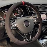 QUNINE Black Suede Car Steering Wheel