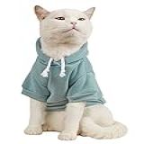QWINEE Moletom Básico Para Cães Jaqueta Quente Para Cães Roupas De Gato Camisa De Cachorro Roupas Para Cachorros Gatinhos Pequenos Médios Gatos Cadete Azul G