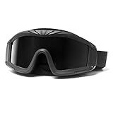 QWORK Outdoor Sports Military Airsoft Tactical Goggles With 3 Interchangable Lens For Riding Black