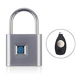 QYKSONIC Cadeado De Impressão Digital Com Chave De Emergência Trava De Armário Cadeado Inteligente IP66 à Prova D água Trava De Impressão Digital Para Bagagem Mochila Trava De Armário De Academia Armários Escolares Móveis Caixa De Correio Prata 