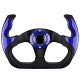QYMOPAY Volante Universal De Corrida Volante De 6 Parafusos De Couro Antiderrapante E Alumínio Para Jogos Com Botão De Buzina Para Corrida Condução De Simulador De Carro Volante JDM Sports Racing