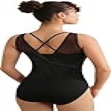 QZSH Collant Feminino De Dança- Malha De Dança- Emenda De Malha Na Cintura- Alças Duplas Nas Costas- Forro Frontal Completo- Regata Preta- M