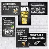 R Adesivos Kit De 6 Placas Decorativas Em MDF Frases De Boteco 20x30cm Preto Rústico