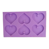 R42 Molde De Silicone 6 Corações Pingente Brinco Resina