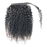Rabo De Cavalo Cabelo Humano Encaracolado Cor Preta 35cm 85g