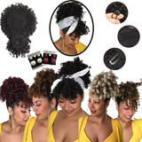 Rabo De Cavalo Da Extensão Do Coque Do Cabelo Afro C Franja