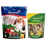 Ração Porquinho Da Índia E Mini Coelho 500g - Stick Biscoito Para Roedores 100g - Reino Das Aves
