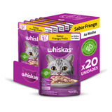 Ração Úmida Whiskas Sachê Frango Ao Molho Para Gatos Adultos   20 Unidades