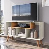 Rack Bancada Para Tv De Até 43 Polegadas Com Prateleira E Nichos Para Sala De Estar Casa Jd Off White Nature 