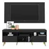Rack C/ Painel P/tv Até 65 E Pés Retrô Flórida Multimóveis Preto/natural