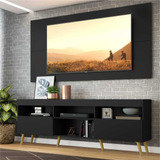Rack C Painel Tv 65 Pés Retrô Flórida Multimóveis Pto nat Cor Preto natural
