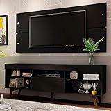 Rack Com Painel Para TV Até 65 Polegadas Madesa Miami Com Pés Preto Rustic