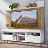 Rack Com Painel Tv 65 Madri Multimóveis Bco rustic Pés Retrô
