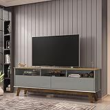 Rack Estilo Retrô Para Tv Até 65 Polegadas 2 Portas 3 Nichos Elegant Móveis Bechara Cinamomo Titanium