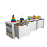 Rack Infantil Com Porta Livros E Carrinhos Kenji 100 Mdf