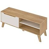 Rack Para Tv Ate 60 Com Porta Basculante LOTUS Cor Carvalho Com Off White Artely