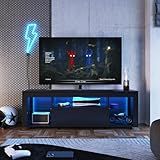 Rack Para Tv Até 60 Polegadas Estilo Gamer 1 Gaveta 2 Prateleiras Em Vidro E Iluminação Em Led Yesca Preto