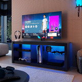 Rack Para Tv Preto Gamer 55 Polegadas 2 Prateleiras Led Rgb