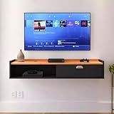 Rack Preto Cinamomo Suspenso 1 20 Cm Decoração Home Sala 1 Porta E Nicho Para Parede