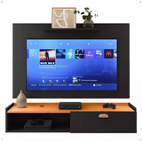Rack Suspenso Pequeno Painel Parede Quarto Tv Estante Sala Cor Preto cinamomo