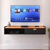 Rack Suspenso Preto Cinamomo 90 Cm Decoração Home Sala 1 Porta E Nicho Para Parede Suspenso