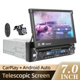 Rádio 1 Din Carro Tela Retrátil Android Auto Carplay Reprodutor Multimídia De 7 Polegadas MP5 Player Com Bluetooth FM AUX