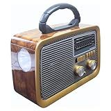 Rádio AM FM Retrô Vintage Portátil Bluetooth Bateria Recarregável Bivolt 110v 220v A 3188 Antigo A Tomada E Pilha Com Lanterna Univerza Marrom Claro