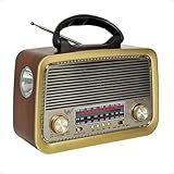 Rádio Am Fm Retro Vintage Recarregável 110v 220v Pilhas Portátil Marrom 