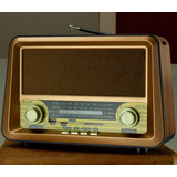Radio Am Fm Sw Madeira Vintage Retro 3 Faixas Recarregável Bivolt 110 E 220v