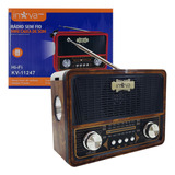 Rádio Am Fm Vintage Retrô Portátil Caixa De Som Bluetooth